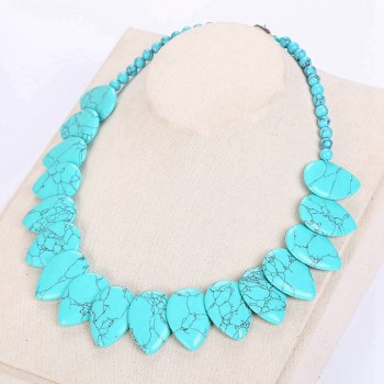 Natural agate Leaf Amber lapis lazuli obsidian turquoise Topaz Pendant Necklace Jewelry Turquoise Women Bijoux Homme Malachite