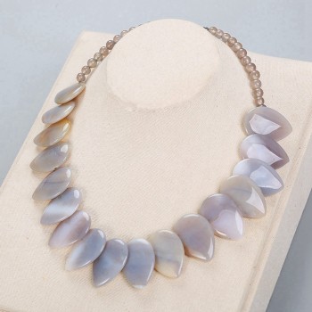 Natural agate Leaf Amber lapis lazuli obsidian turquoise Topaz Pendant Necklace Jewelry Turquoise Women Bijoux Homme Malachite