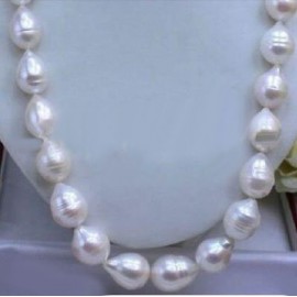HUGE SEA AAA+ 12-15 MM WHITE AKOYA BAROQUE PEARL NECKLACE 18