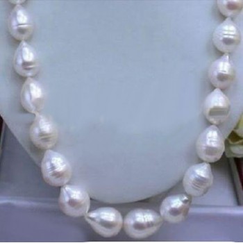 HUGE SEA AAA+ 12-15 MM WHITE AKOYA BAROQUE PEARL NECKLACE 18