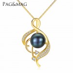 PAGamp;MAG Brand 925 Sterling Silver Music Note Necklace White/Black Pearl Pendant For Women Jewelry  Accessories Free Shipping
