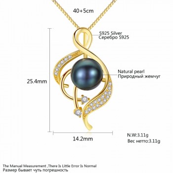 PAGamp;MAG Brand 925 Sterling Silver Music Note Necklace White/Black Pearl Pendant For Women Jewelry  Accessories Free Shipping