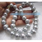 18 AAA 10-11MM SOUTH SEA NATURAL gray PEARL NECKLACE 14K CLASP