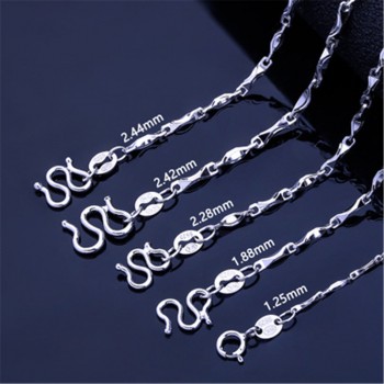 2g-10g Women Necklaces 925 Sterling Silver Curb Chain Link Necklaces Men Jewelry collares kolye Collier Hiphop 40-65cm H003-1