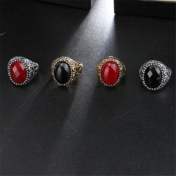 Antique Silver Classics Tibetan Silver With Big Red Stone Ring Free Shipping Vintage Jewelry For Men And Women NEW
