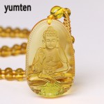 Yumten Citrine Necklace Pendant Natural Stone Buddha Guardian Bead Chain Lucky Gift Crystal Gravity Falls Chokers Cats Body Bird