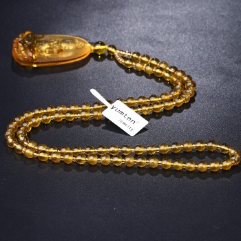 Yumten Citrine Necklace Pendant Natural Stone Buddha Guardian Bead Chain Lucky Gift Crystal Gravity Falls Chokers Cats Body Bird