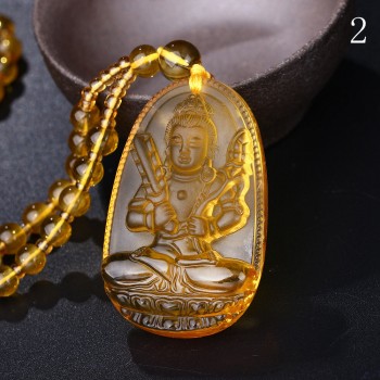 Yumten Citrine Necklace Pendant Natural Stone Buddha Guardian Bead Chain Lucky Gift Crystal Gravity Falls Chokers Cats Body Bird