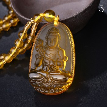 Yumten Citrine Necklace Pendant Natural Stone Buddha Guardian Bead Chain Lucky Gift Crystal Gravity Falls Chokers Cats Body Bird
