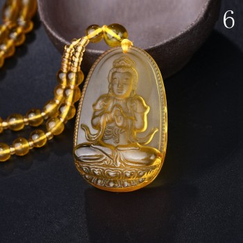 Yumten Citrine Necklace Pendant Natural Stone Buddha Guardian Bead Chain Lucky Gift Crystal Gravity Falls Chokers Cats Body Bird