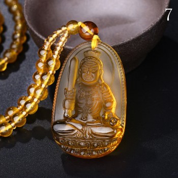 Yumten Citrine Necklace Pendant Natural Stone Buddha Guardian Bead Chain Lucky Gift Crystal Gravity Falls Chokers Cats Body Bird