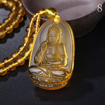 Yumten Citrine Necklace Pendant Natural Stone Buddha Guardian Bead Chain Lucky Gift Crystal Gravity Falls Chokers Cats Body Bird