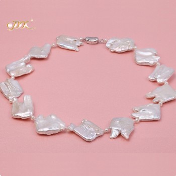 JYX Fine White  Freshwater Cultured Baroque Pearl Necklace Party Wedding Jewery Gift  AAA 16-20