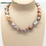 Selling well new kind purple golden pink peach tissue nucleated baroque Irregular Hexagon pearls necklace real natural pearls