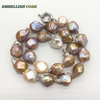 Selling well new kind purple golden pink peach tissue nucleated baroque Irregular Hexagon pearls necklace real natural pearls