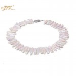 JYX Classic Whiteamp;Lavender Baroque Freshwater Cultured Biwa Pearl Necklace  Party Jewelry Gift  AAA 19