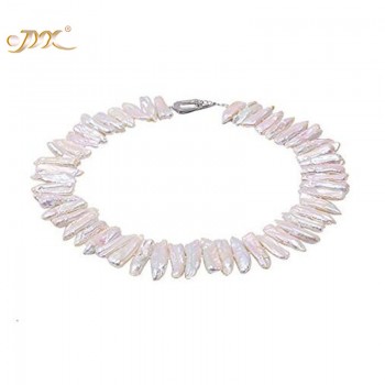 JYX Classic Whiteamp;Lavender Baroque Freshwater Cultured Biwa Pearl Necklace  Party Jewelry Gift  AAA 19