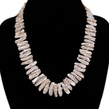 JYX Classic Whiteamp;Lavender Baroque Freshwater Cultured Biwa Pearl Necklace  Party Jewelry Gift  AAA 19