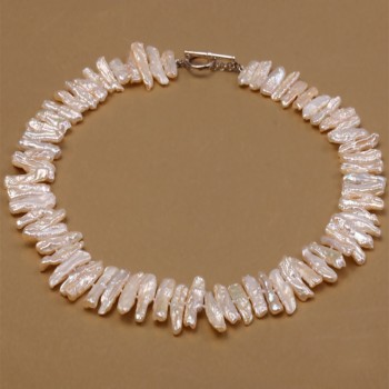 JYX Classic Whiteamp;Lavender Baroque Freshwater Cultured Biwa Pearl Necklace  Party Jewelry Gift  AAA 19