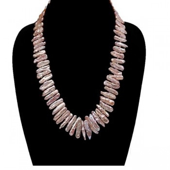 JYX Classic Whiteamp;Lavender Baroque Freshwater Cultured Biwa Pearl Necklace  Party Jewelry Gift  AAA 19
