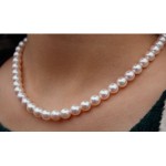 GENUINE 188-9mm natural South Sea white Pearl Necklace 925silver