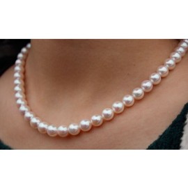 GENUINE 188-9mm natural South Sea white Pearl Necklace 925silver