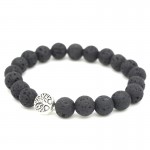5 Styles Tree of Life Paw Charms 8mm Black Lava Stone Beads DIY Aromatherapy Essential Oil Diffuser Bracelet Yoga Strand Jewelry
