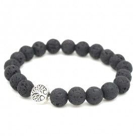 5 Styles Tree of Life Paw Charms 8mm Black Lava Stone Beads DIY Aromatherapy Essential Oil Diffuser Bracelet Yoga Strand Jewelry