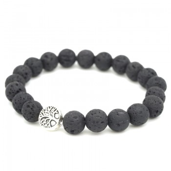 5 Styles Tree of Life Paw Charms 8mm Black Lava Stone Beads DIY Aromatherapy Essential Oil Diffuser Bracelet Yoga Strand Jewelry