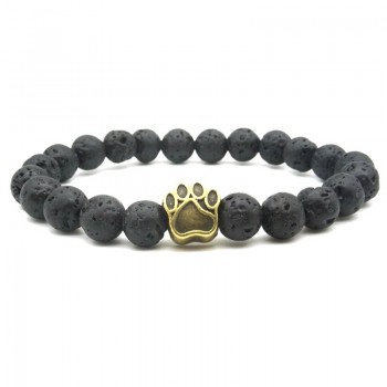 5 Styles Tree of Life Paw Charms 8mm Black Lava Stone Beads DIY Aromatherapy Essential Oil Diffuser Bracelet Yoga Strand Jewelry