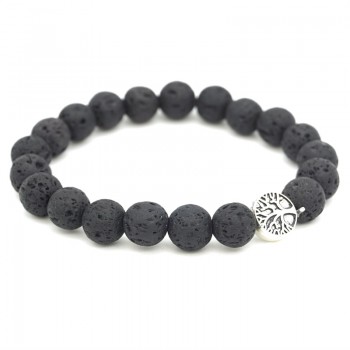 5 Styles Tree of Life Paw Charms 8mm Black Lava Stone Beads DIY Aromatherapy Essential Oil Diffuser Bracelet Yoga Strand Jewelry