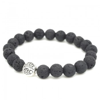 5 Styles Tree of Life Paw Charms 8mm Black Lava Stone Beads DIY Aromatherapy Essential Oil Diffuser Bracelet Yoga Strand Jewelry