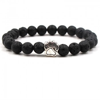 5 Styles Tree of Life Paw Charms 8mm Black Lava Stone Beads DIY Aromatherapy Essential Oil Diffuser Bracelet Yoga Strand Jewelry