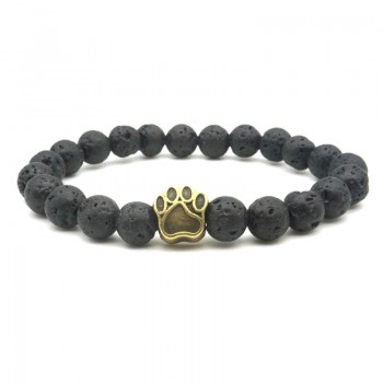 5 Styles Tree of Life Paw Charms 8mm Black Lava Stone Beads DIY Aromatherapy Essential Oil Diffuser Bracelet Yoga Strand Jewelry