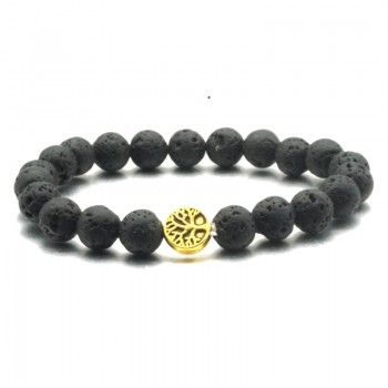 5 Styles Tree of Life Paw Charms 8mm Black Lava Stone Beads DIY Aromatherapy Essential Oil Diffuser Bracelet Yoga Strand Jewelry