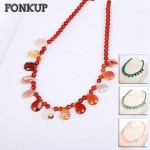 Forkup Red Agate Necklace Women Choker Gemstone Bead Chain Water Drop Pendant Popular Female Jewelry Yoga Accessories Turquoise
