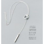 real. 925 Sterling Silver Open sQUARE Circleamp; Lucky Bar Pendant Y lariat necklace girls gift Sterling-Silver-jewelry GTLX1208