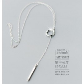 real. 925 Sterling Silver Open sQUARE Circleamp; Lucky Bar Pendant Y lariat necklace girls gift Sterling-Silver-jewelry GTLX1208