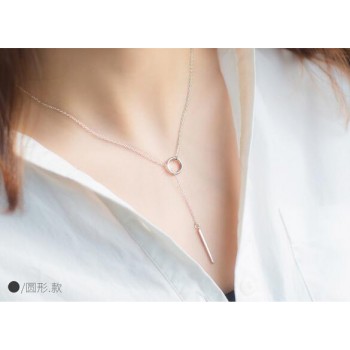 real. 925 Sterling Silver Open sQUARE Circleamp; Lucky Bar Pendant Y lariat necklace girls gift Sterling-Silver-jewelry GTLX1208