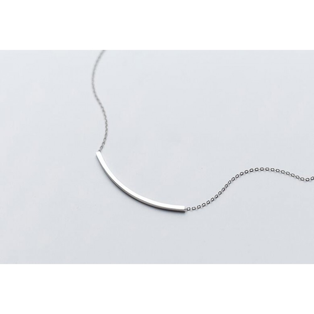 100% Real. 925 Sterling Silver Fine Jewelry Straight Arch Bar Geometric Necklace Pendant GTLX1518