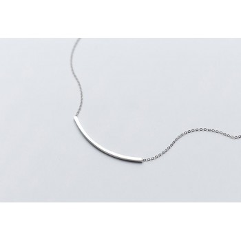 100% Real. 925 Sterling Silver Fine Jewelry Straight Arch Bar Geometric Necklace Pendant GTLX1518