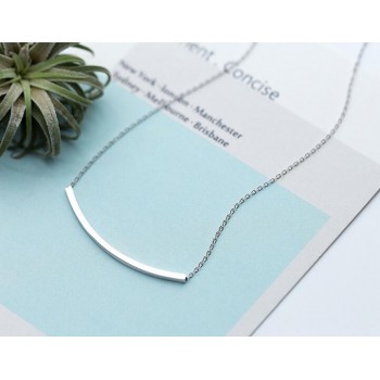 100% Real. 925 Sterling Silver Fine Jewelry Straight Arch Bar Geometric Necklace Pendant GTLX1518