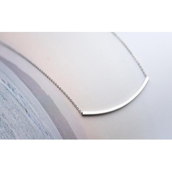 100% Real. 925 Sterling Silver Fine Jewelry Straight Arch Bar Geometric Necklace Pendant GTLX1518