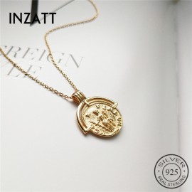INZATT Real 925 Sterling Silver Gothic Exquisite Round Figure Personality Choker Necklaces Fine Jewelry For Women  Accessories