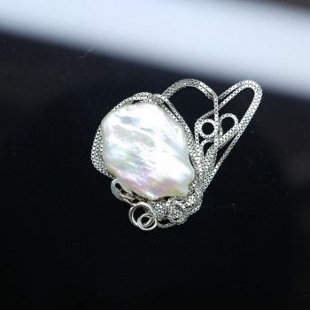 BaroqueOnly Natural Freshwater Baroque Pearl Necklace,15-23mm, 925 Sterling Silver Pearl Jewelry For Women Gifts