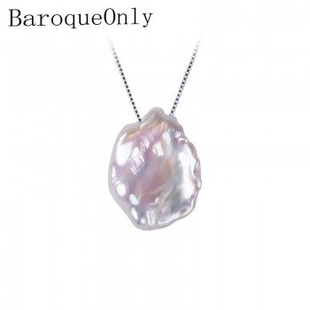 BaroqueOnly Natural Freshwater Baroque Pearl Necklace,15-23mm, 925 Sterling Silver Pearl Jewelry For Women Gifts