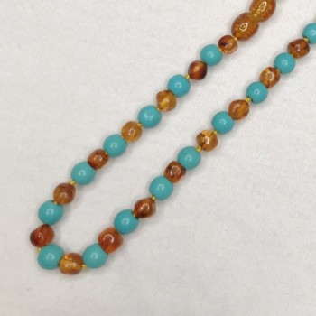 Baby Mama New Amber Necklace Polished Ambar amp; Turquoise Baltic Amber teething Necklaces for Baby Baroque Beads Jewelry for Etsy