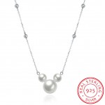 SILVERHOO 925 Sterling Silver Pearl Necklaces Womens Three Pearl Pendant  Wedding Lovely Mickey Shape Necklaces