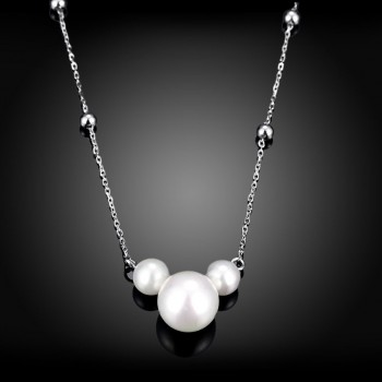SILVERHOO 925 Sterling Silver Pearl Necklaces Womens Three Pearl Pendant  Wedding Lovely Mickey Shape Necklaces
