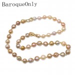 BaroqueOnly THREE WAYS CAN WEAR Mixed-colour Baroque Natural Freshwater Pearl Necklace sweater chain 2018 new arrival